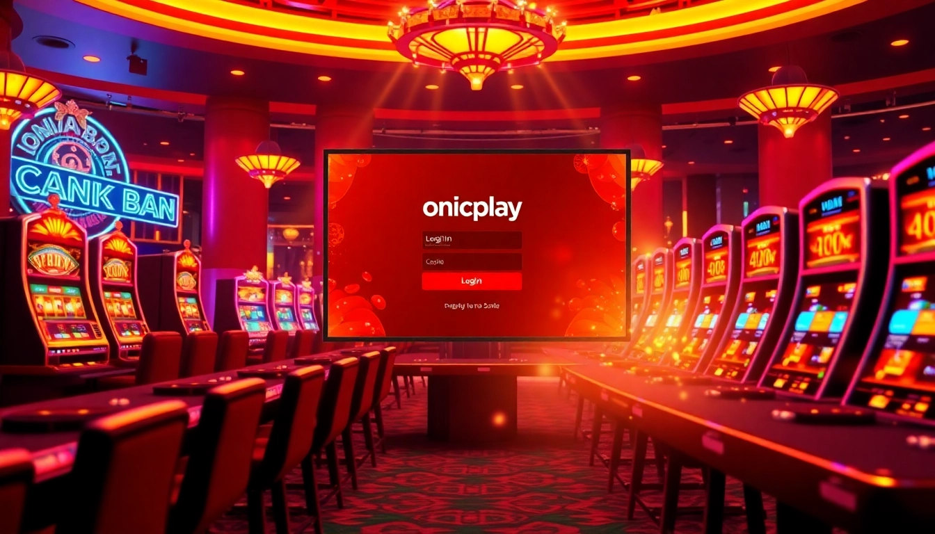 Experience seamless onicplay login with vibrant casino visuals and engaging gaming elements.