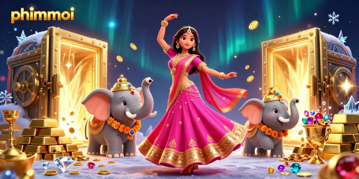 Experience phimmoi's thrilling online casino adventures surrounded by dazzling treasures and vibrant characters.