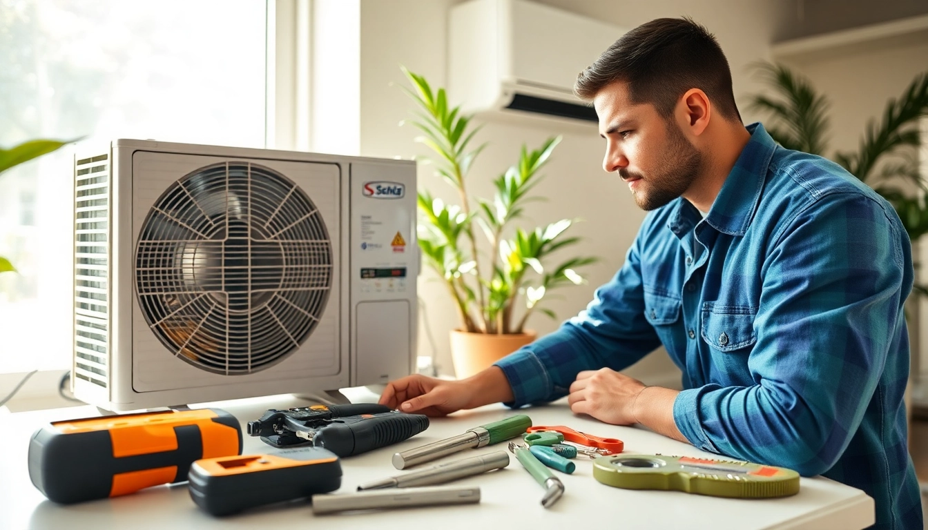 Expert technician performing HVAC Repair Tampa while working on an air conditioning unit.