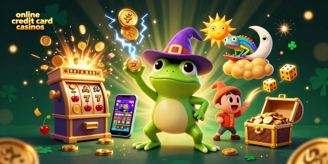 Experience the thrill of online credit card casinos with a vibrant 3D illustration of magical elements and gaming excitement.