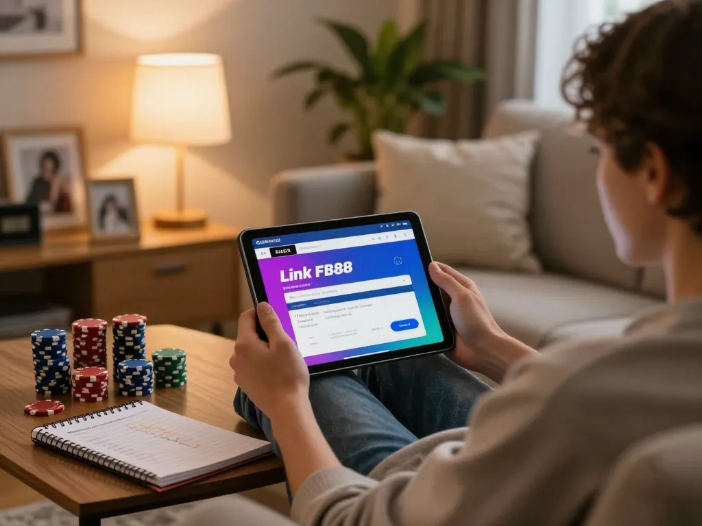 Using the Link FB88 on a tablet for online betting in a cozy home environment