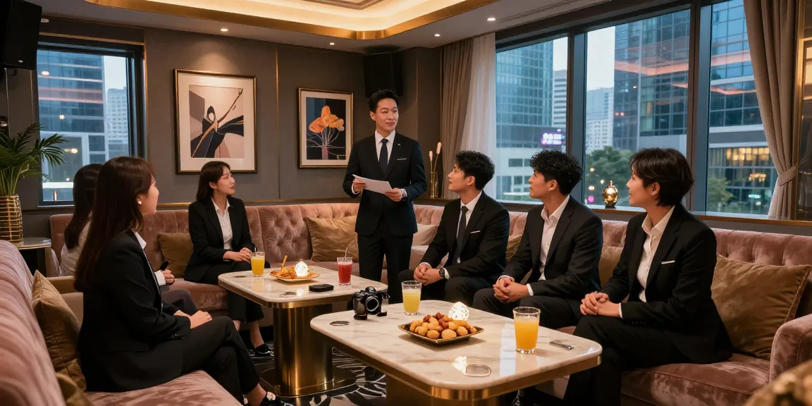 강남쩜오 프리미엄 가라오케 라운지 내부, 고급스럽고 세련된 분위기