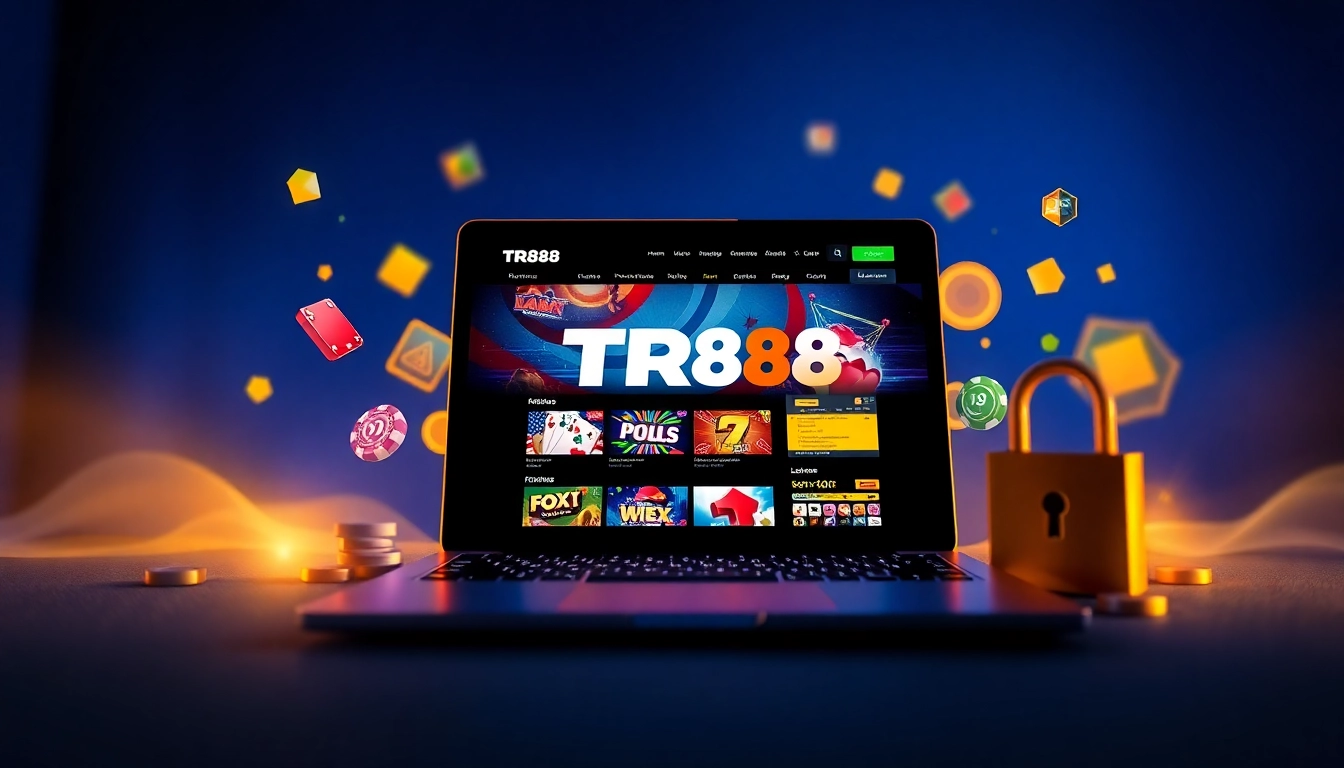 Experience TR88's exciting online gambling platform with vibrant game icons and a modern interface.