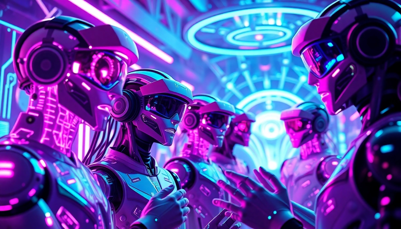 Engaging scene of user interactions with vibrant NSFW AI characters in a virtual reality environment.