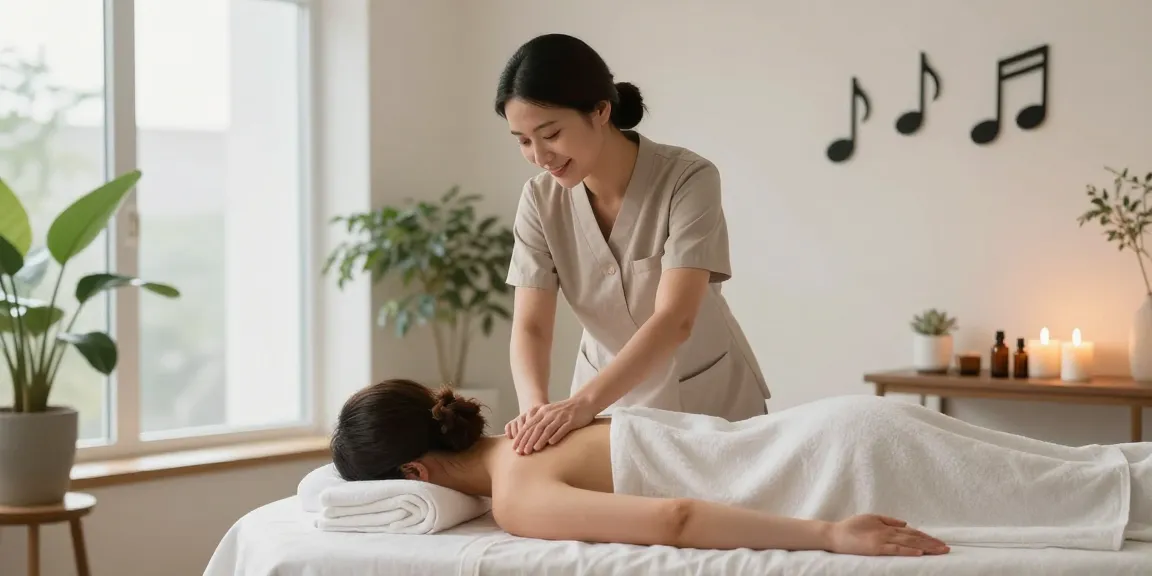 부산 지역 1인샵에서 아로마 마사지 중인 모습, 편안한 분위기와 자연광이 강조된 이미지
