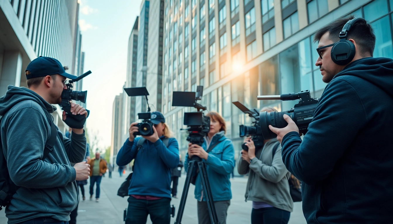 Filming on location with edmonton production companies capturing dynamic scenes.