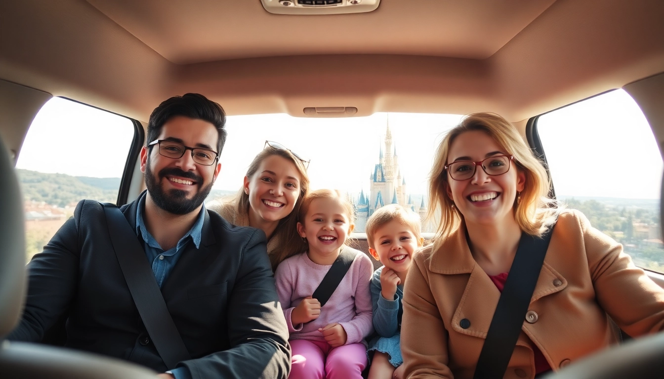 Family enjoying a smooth Beauvais Airport to Disney Transfer in a minivan.