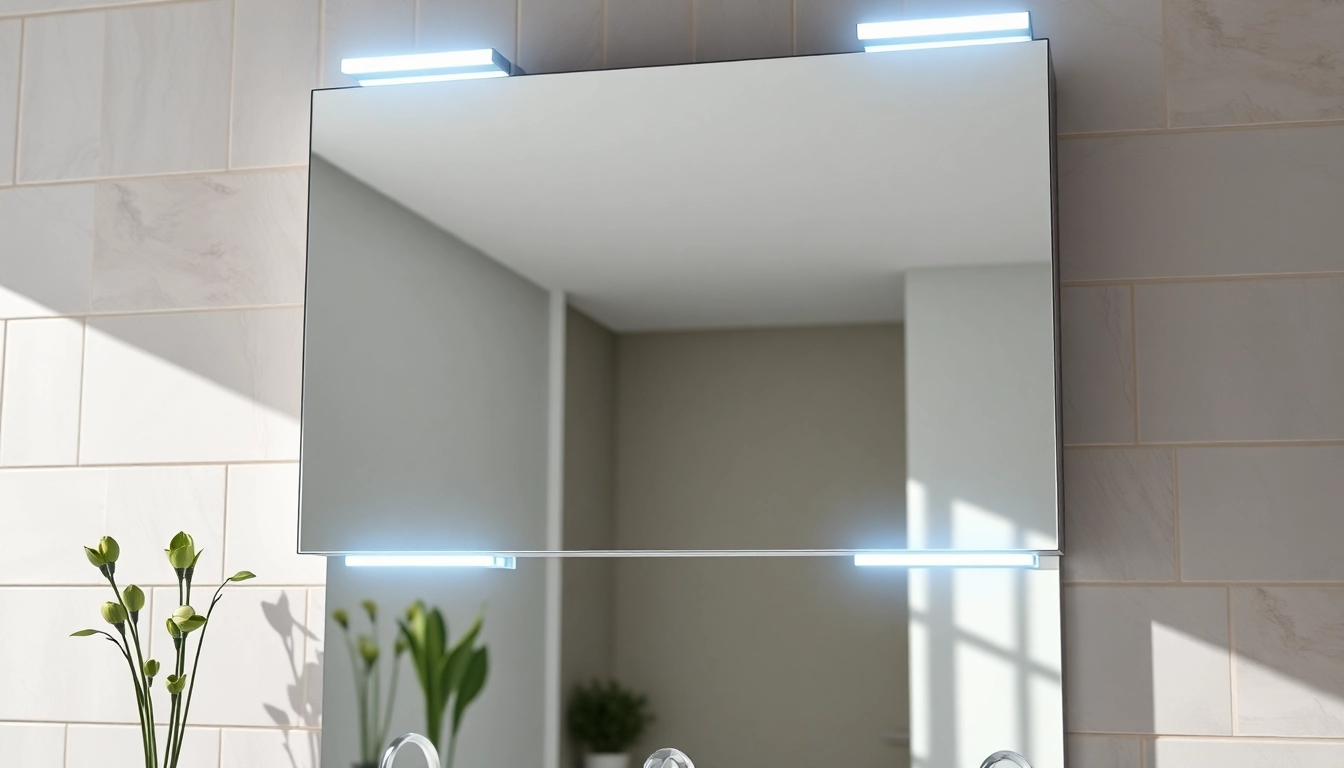 Sonni Spiegelschrank mit modernem Design und eleganter Beleuchtung im Badezimmer präsentieren.
