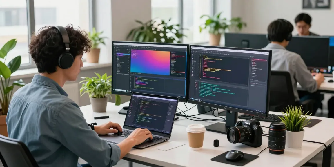 Developer coding in modern workspace highlighting 纸飞机下载 technology.