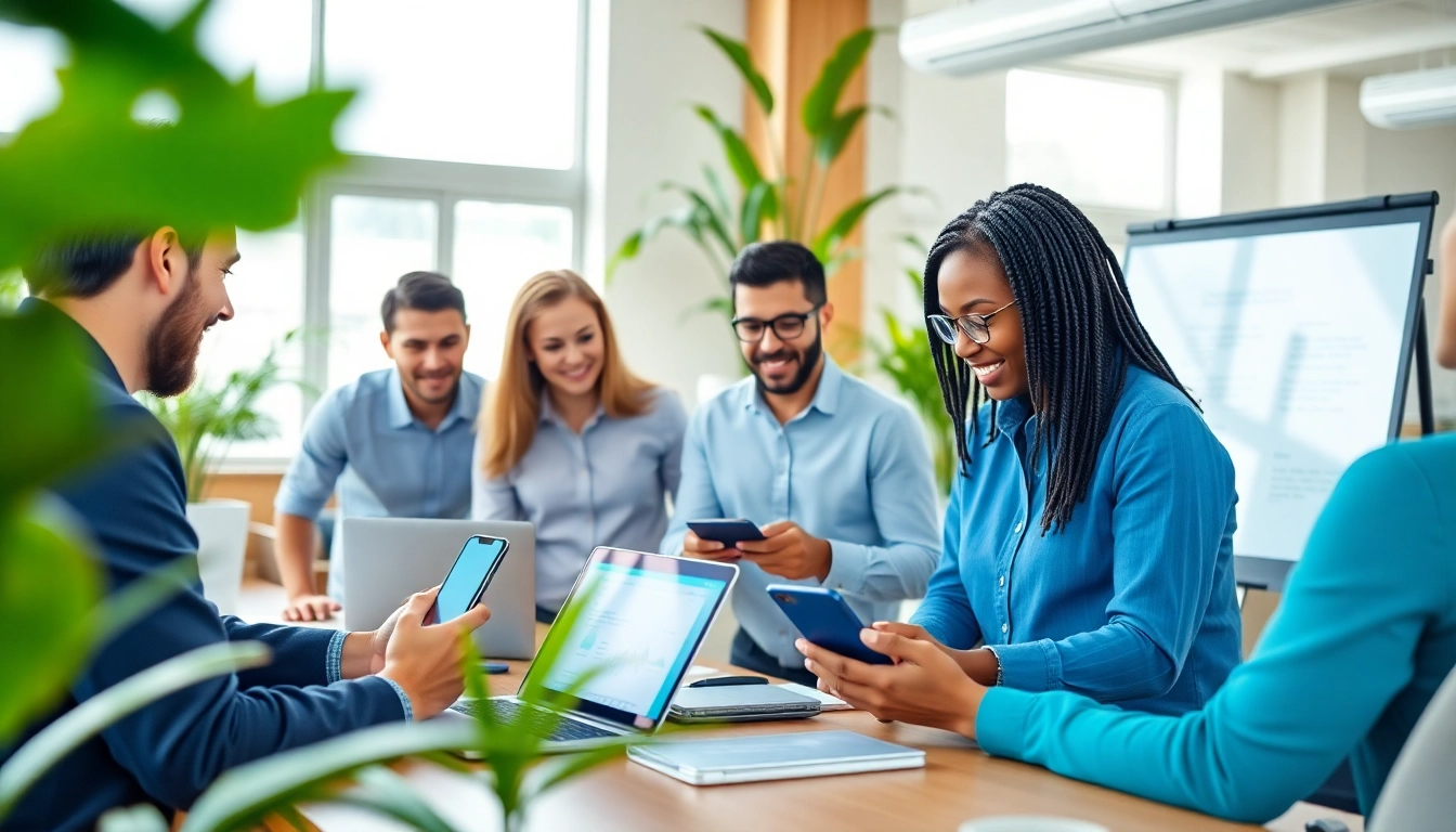 Boost team collaboration with WhatsApp Business CRM in a bright office setting.