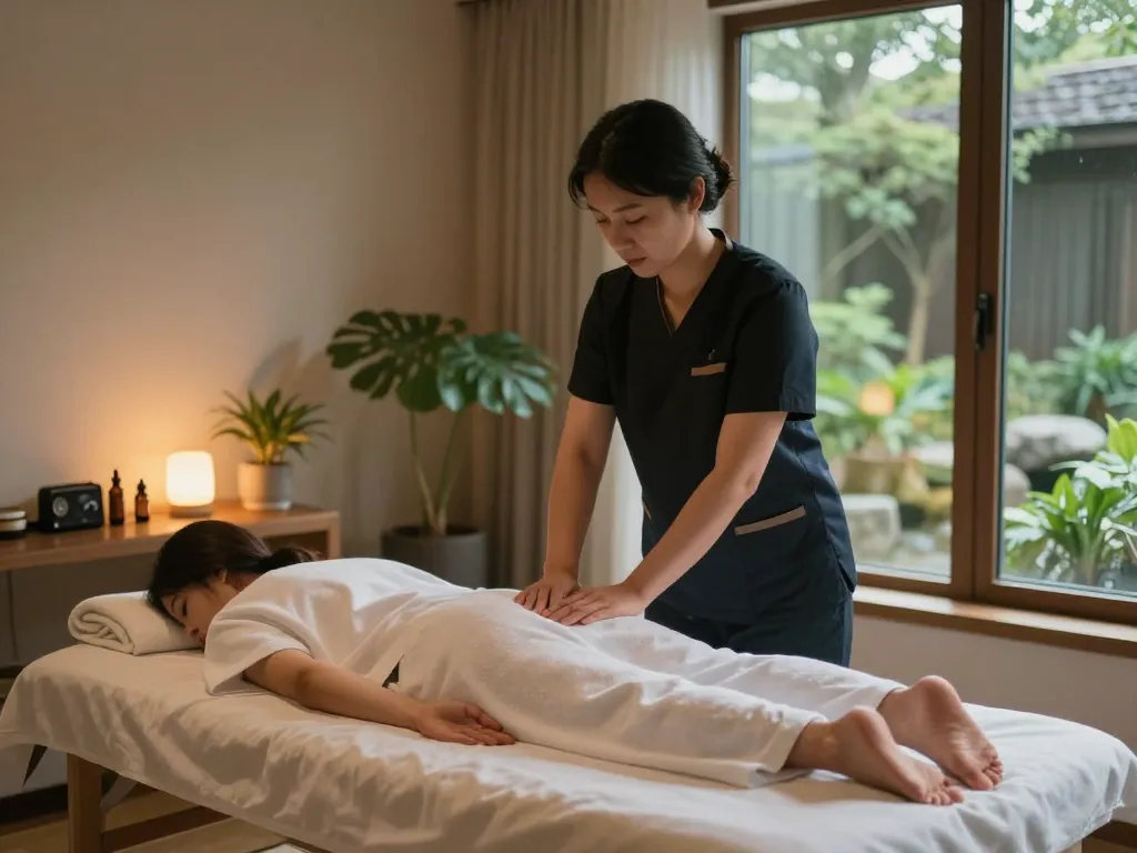 Experience a soothing 삼산동마사지 in a tranquil spa environment with calming ambiance and natural elements.