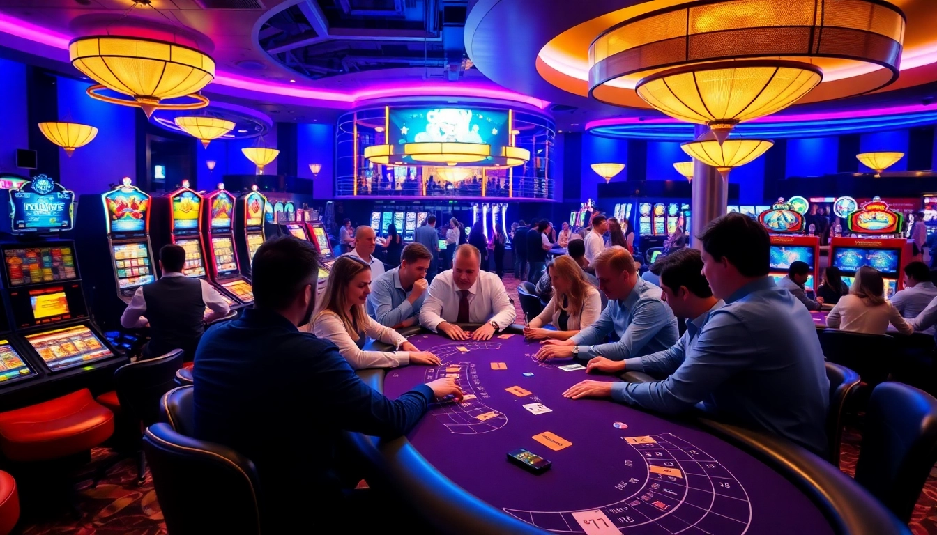 Engaging scene of players at Canadian casinos online showcasing excitement and casino games.