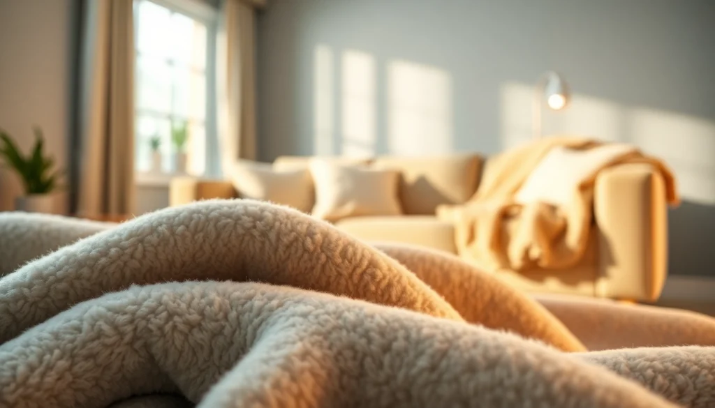 Fleece stof met een zachte textuur die de warmte van een gezellige woonkamer benadrukt.