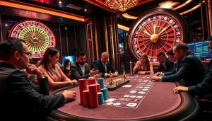 Betting enthusiasts enjoying the electrifying experience at 12bet's prestigious casino tables.