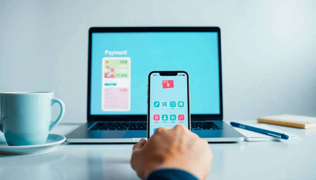 현대적인 기기에서 선보여지는 상품권소액결제, 매력적인 작업 공간에서.