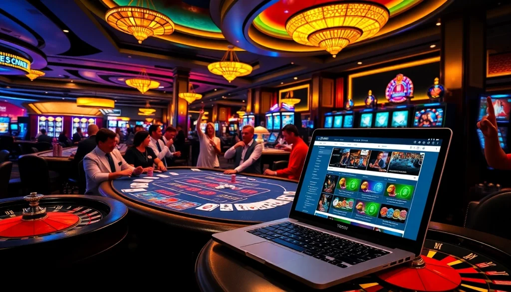 Engaging players experiencing excitement at the vb9 online gambling platform in a luxurious casino atmosphere.