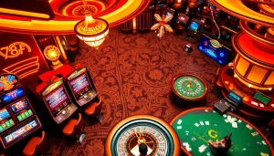 Action-packed casino scene featuring 788F nhà cái with players at roulette and poker tables.