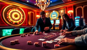 Engaged players at a luxurious table during kkwin vin gambling experience.