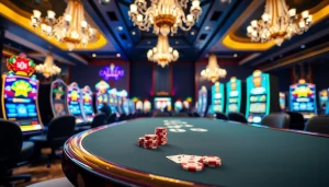 Menggambarkan walettoto di meja permainan slot dengan suasana mewah di kasino