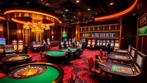 SODO Casino gamers enjoying a thrilling experience at modern poker and roulette tables.