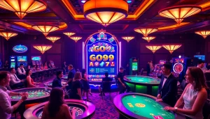 Players enjoying the exciting GO99 slot machine in a vibrant casino atmosphere.