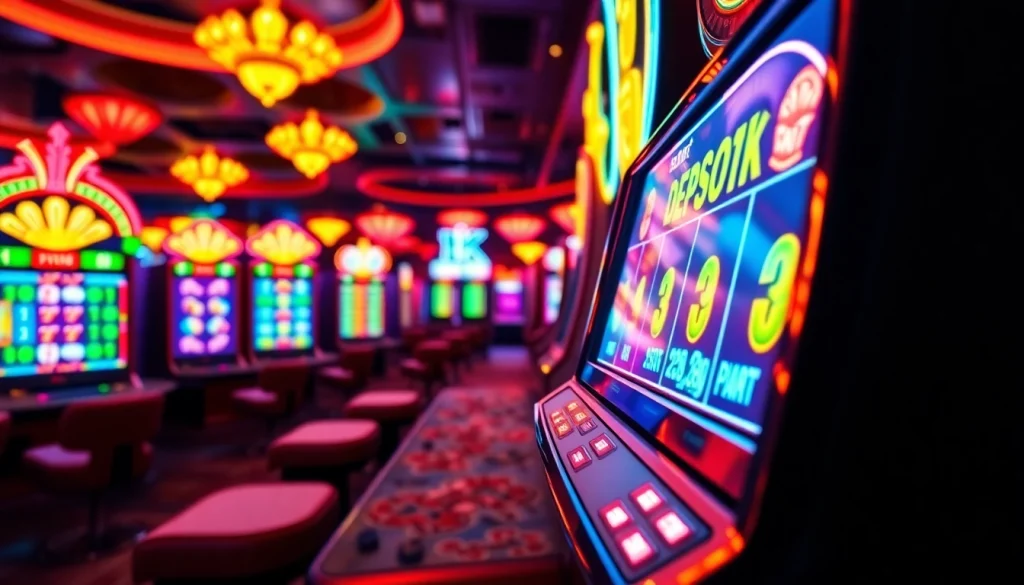 Menangkan slot deposit 1k dengan mesin slot berwarna-warni yang bersinar penuh keberuntungan.