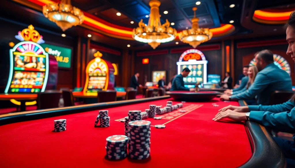 Players enjoying a thrilling game at the GO88 casino table with vibrant visuals.