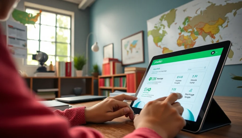 Youdao translation interface with a user in a modern workspace highlighting language learning.