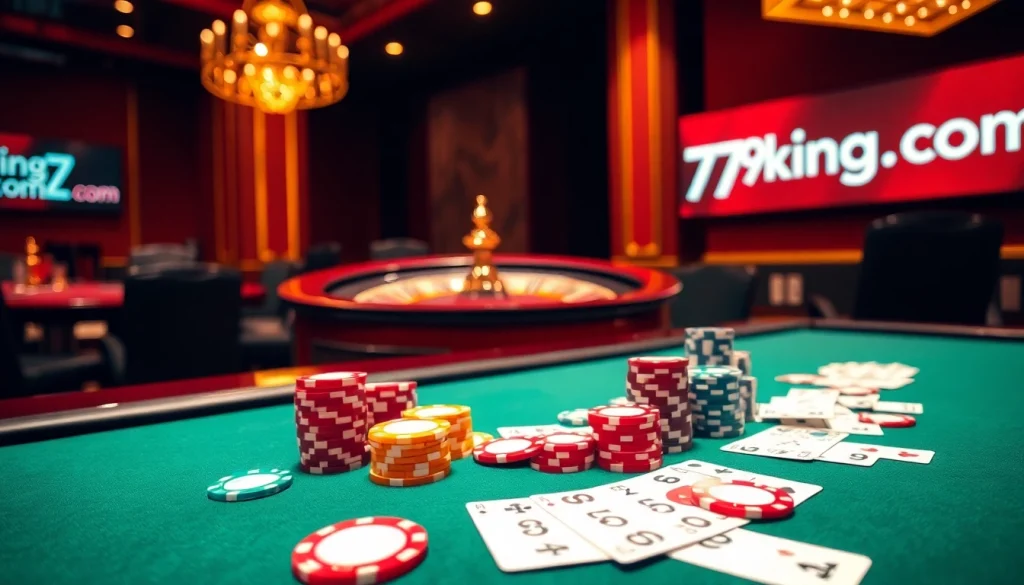 Engaging poker game at a casino table inspired by 79king com, capturing high stakes action.