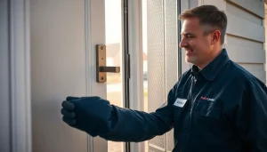 Effizienter Techniker des Schlüsselnotdienstes Mannheim öffnet eine Tür ohne Beschädigung und vermittelt Vertrauen sowie Professionalität.