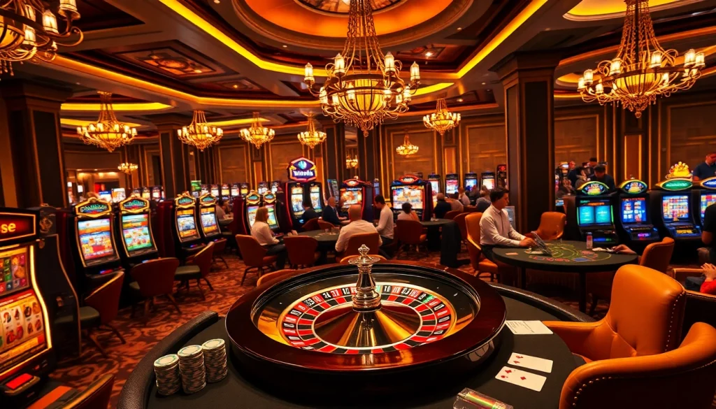 Experience thrilling gameplay at https://rr88.navy/ with vibrant tables, cards, and exciting casino lights.