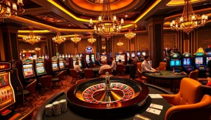 Experience thrilling gameplay at https://rr88.navy/ with vibrant tables, cards, and exciting casino lights.