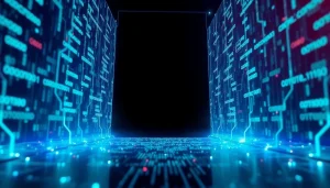 The hidden wiki illustrates a digital network of .onion links against a dark, mysterious background, symbolizing the dual nature of the dark web.