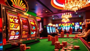 Experience the excitement of slot777 with vibrant slot machines and bustling casino ambiance.