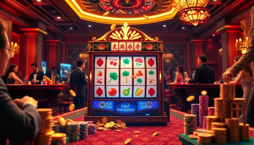 Rasakan keseruan slot demo mahjong bersama pemain elegan di kasino yang ramai.