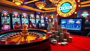 Experience the excitement of Oxplay's slot machines and roulette under luxurious casino lights.