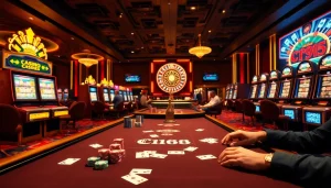 C168 players experiencing excitement at a vibrant casino table with chips and cards.