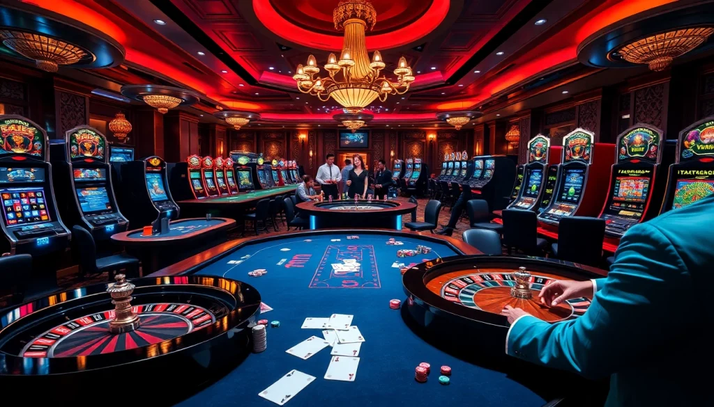 Experience the excitement of game vmax at a luxury casino with dynamic gambling tables and vibrant slot machines.