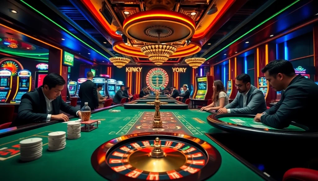 Players enjoying the k9k9 game at a vibrant casino, immersed in thrilling gameplay.