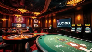 Người chơi tận hưởng các trò chơi cược cao trong một môi trường casino LUCK8 đầy hứng khởi và sang trọng.