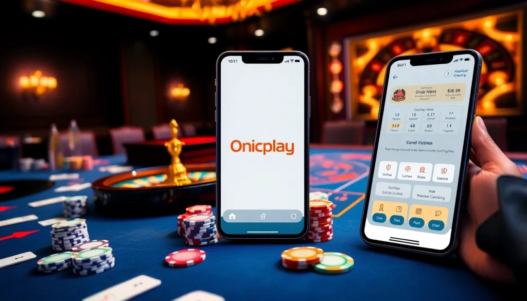 Experience thrilling gameplay with onicplay at an upscale casino table featuring cards and chips.
