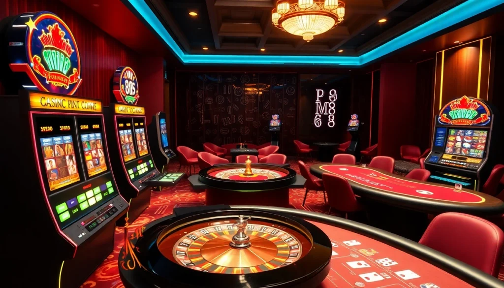 Experience the thrill of gaming at MM88 with vibrant slot machines and roulette.