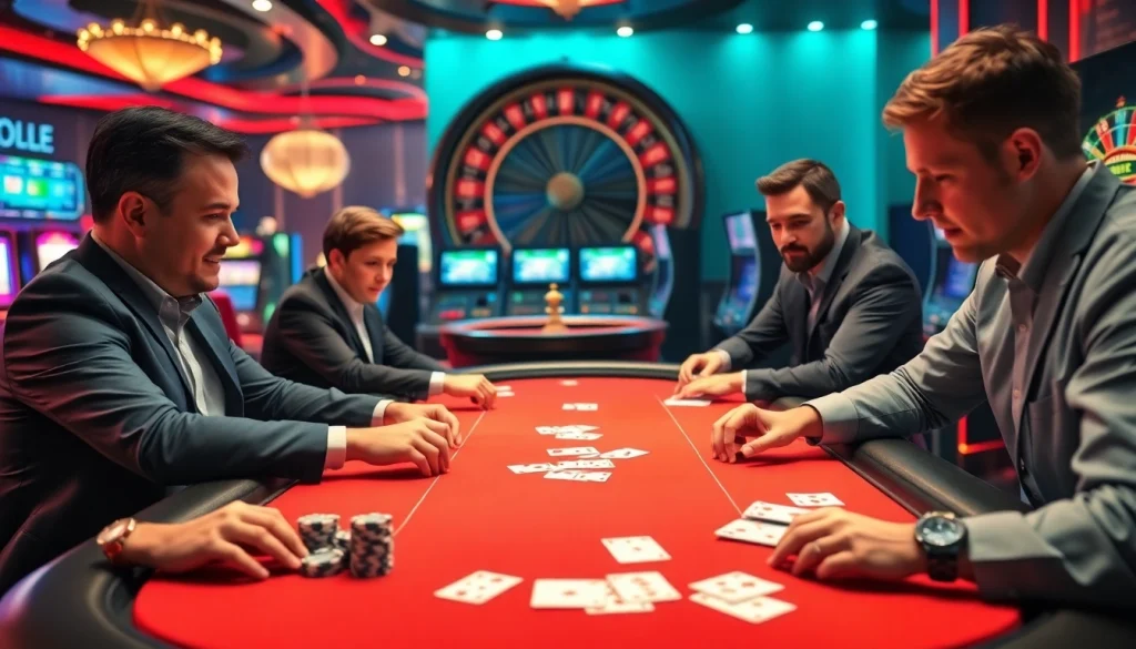 Experience the thrill of socolive at a luxurious poker table filled with eager players and vibrant casino lights.