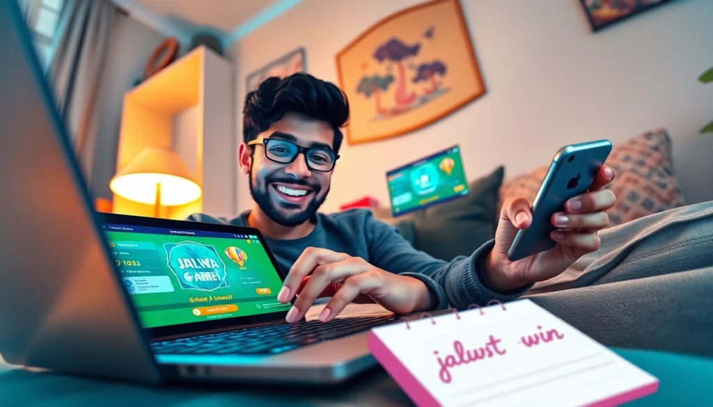 User enjoying the Jalwa win experience on multiple devices, showcasing engaging game features.