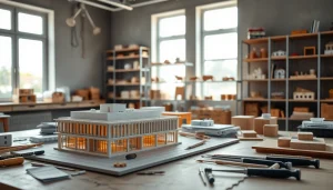 Modell eines modernen Gebäudes im architekturmodellbau Aachen, präzise und kreativ gestaltet.