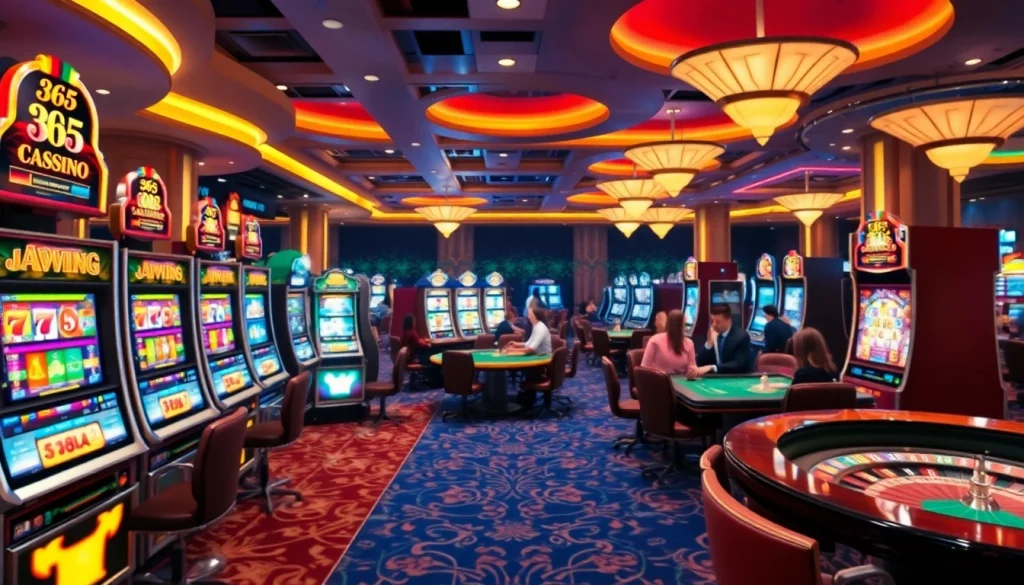 Players enjoying dynamic 365 slot games in a luxurious casino setting filled with excitement.