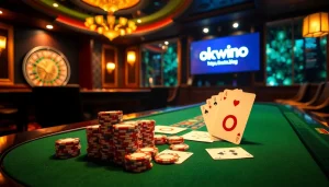 Experience excitement at https://okwin.blog, showcasing a high-stakes poker game with luxury casino elements.