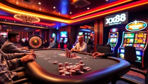 Experience the excitement of gambling at https://xx88.nl/ with a vibrant casino scene featuring poker and slots.