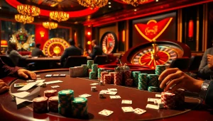 Engage with the hidden wiki 2 at a luxurious poker table surrounded by players and vibrant casino lights.