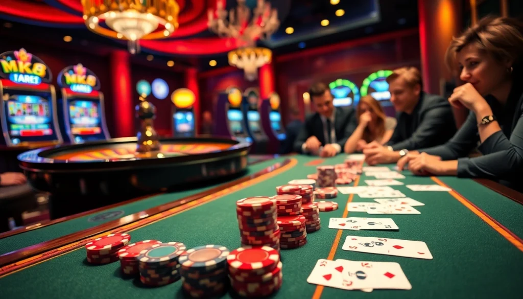 MK8 casino table action featuring colorful chips and exciting gameplay.